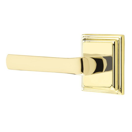 Privacy Spencer Left Handed Lever with Wilshire Rose in Unlacquered Brass