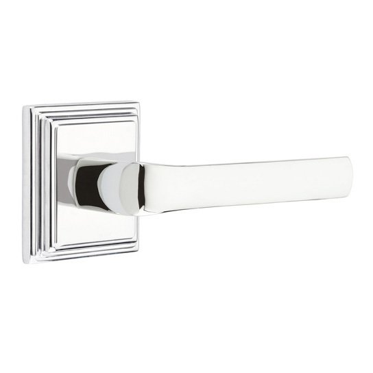 Privacy Spencer Right Handed Lever and Wilshire Rose in Polished Chrome with Concealed Screws
