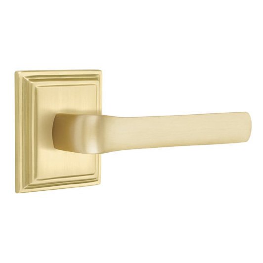 Privacy Spencer Right Handed Lever with Wilshire Rose in Satin Brass