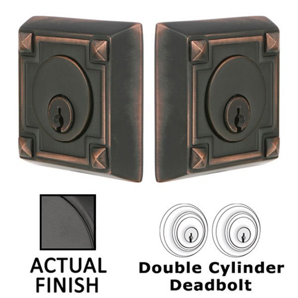 Arts and Crafts Double Cylinder Deadbolt in Flat Black