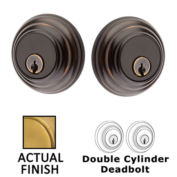 Low Profile Double Cylinder Deadbolt in French Antique Brass