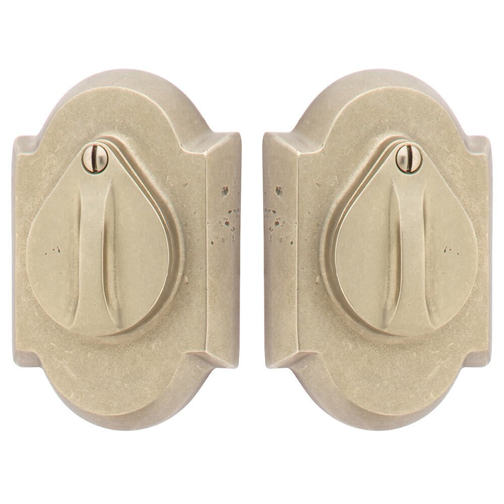 #1 Plate and Flap Double Cylinder Deadbolt in Tumbled White Bronze