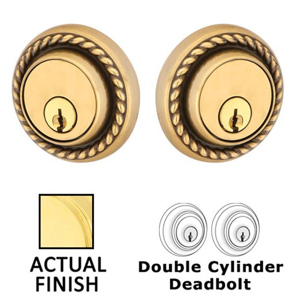 Rope Double Cylinder Deadbolt in Unlacquered Brass