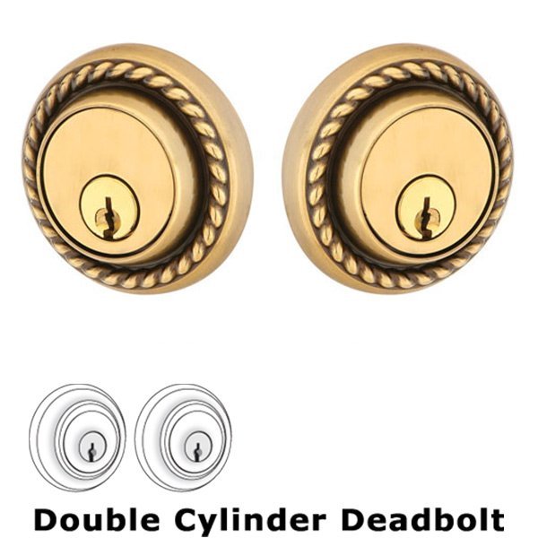 Rope Double Cylinder Deadbolt in French Antique Brass
