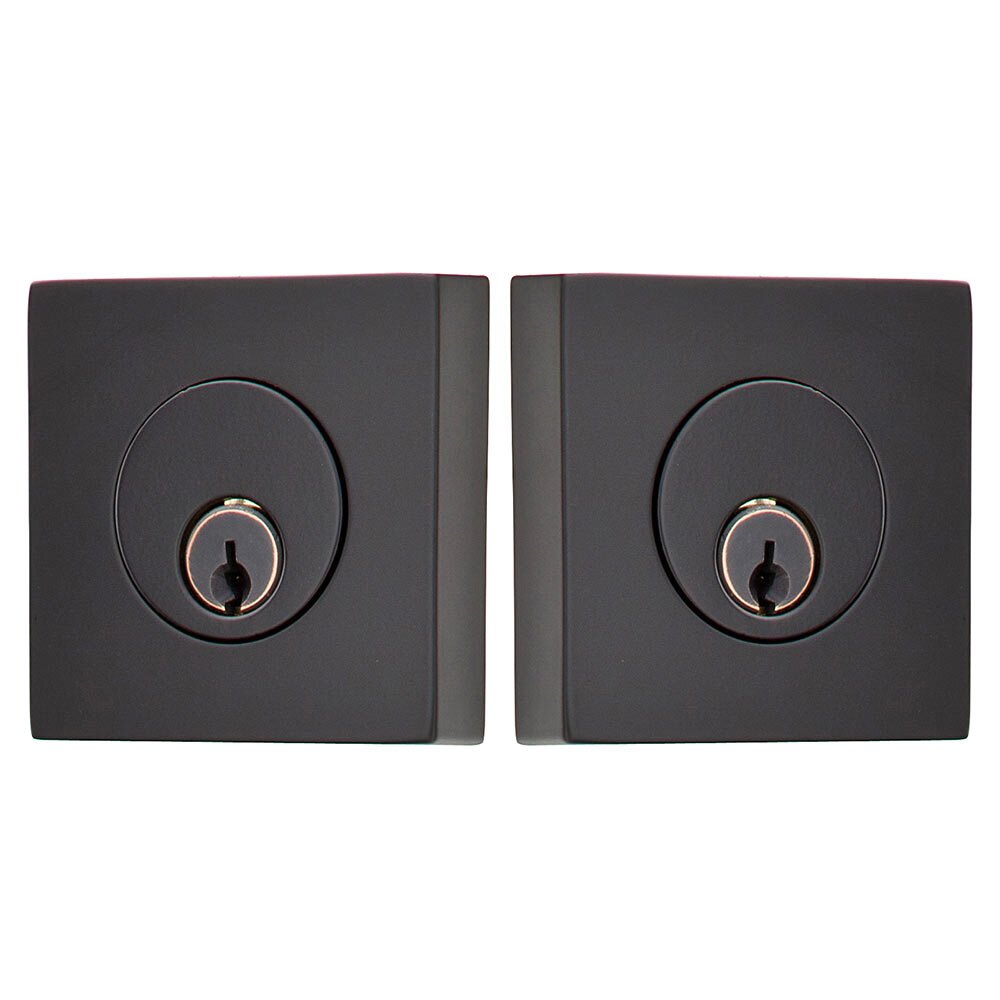Square Double Cylinder Deadbolt in Flat Black