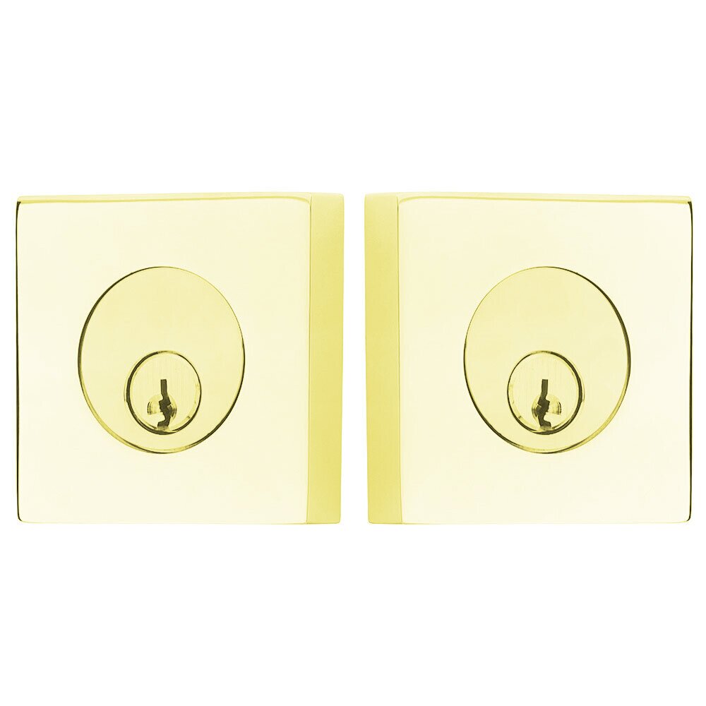 Square Double Cylinder Deadbolt in Unlacquered Brass
