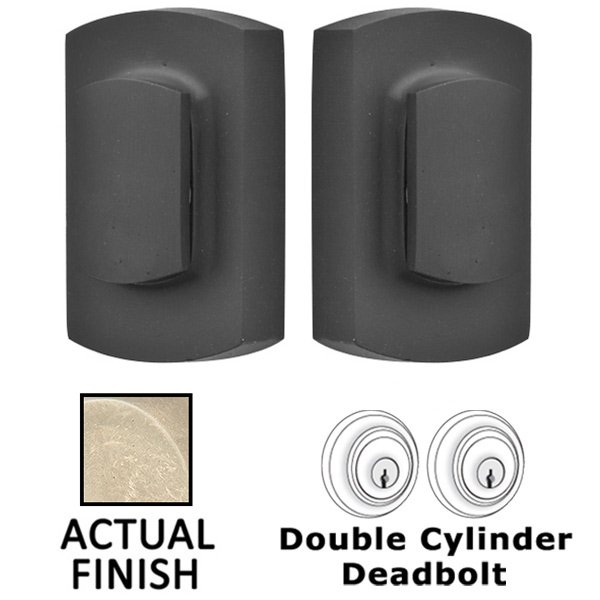 Ridgemont with Flap Double Cylinder Deadbolt in Tumbled White Bronze