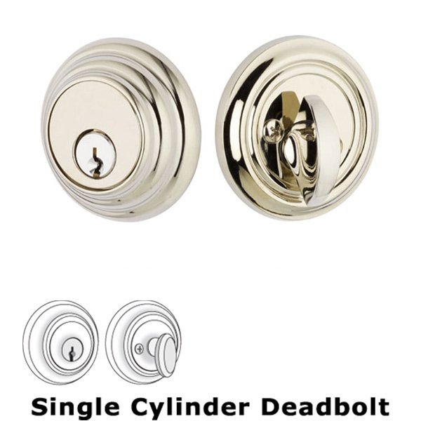 Low Profile Single Cylinder Deadbolt in Polished Nickel