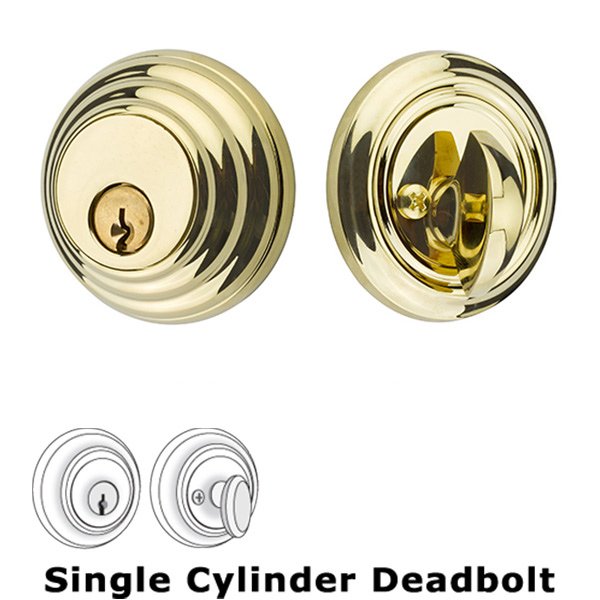 Low Profile Single Cylinder Deadbolt in Unlacquered Brass
