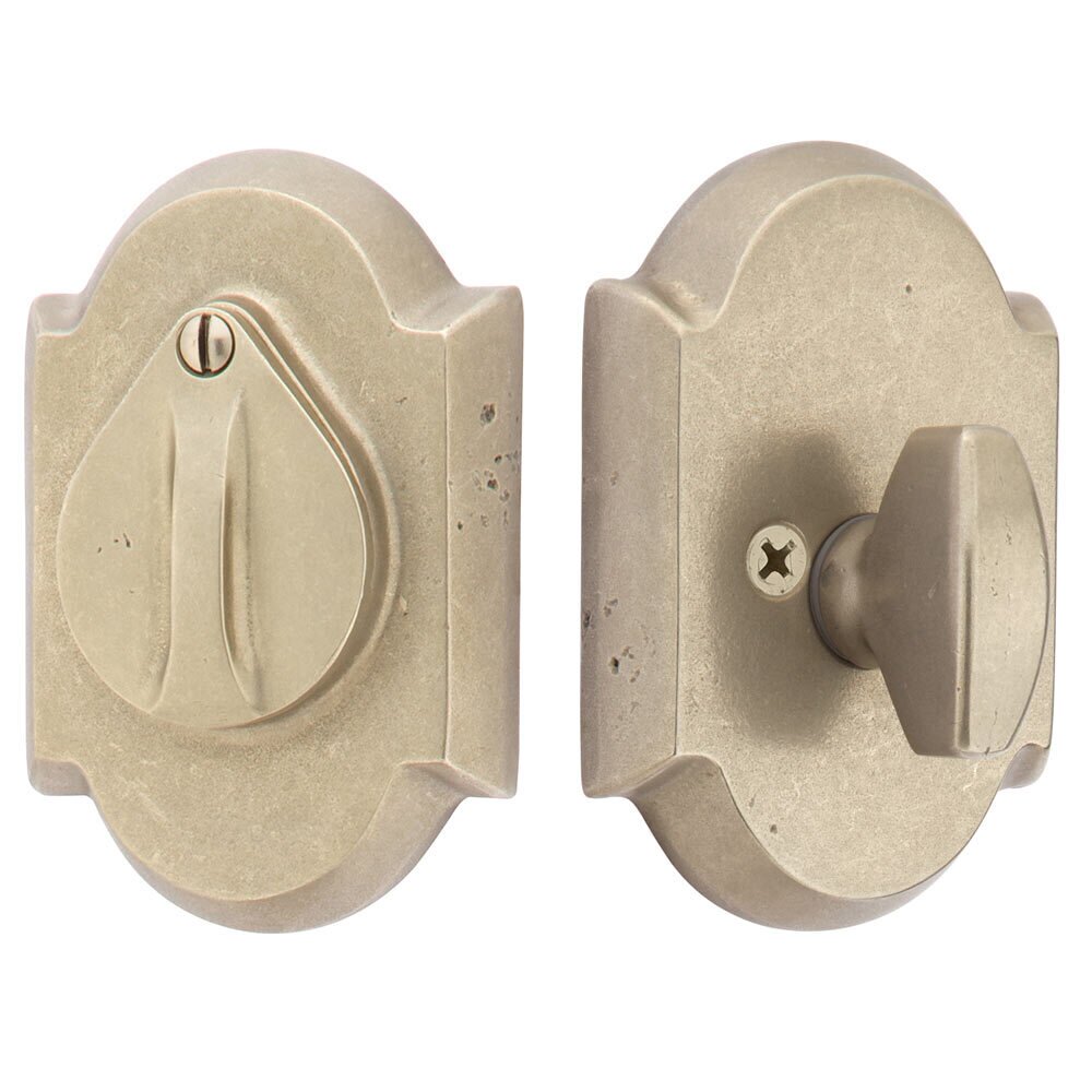 #1 Plate and Flap Single Cylinder Deadbolt in Tumbled White Bronze