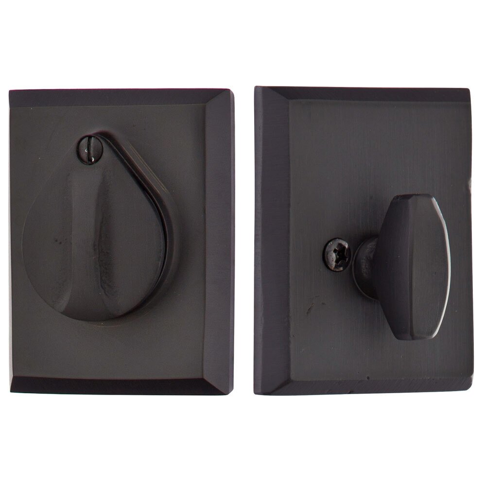 #3 Flap and Plate Single Cylinder Deadbolt in Flat Black Bronze