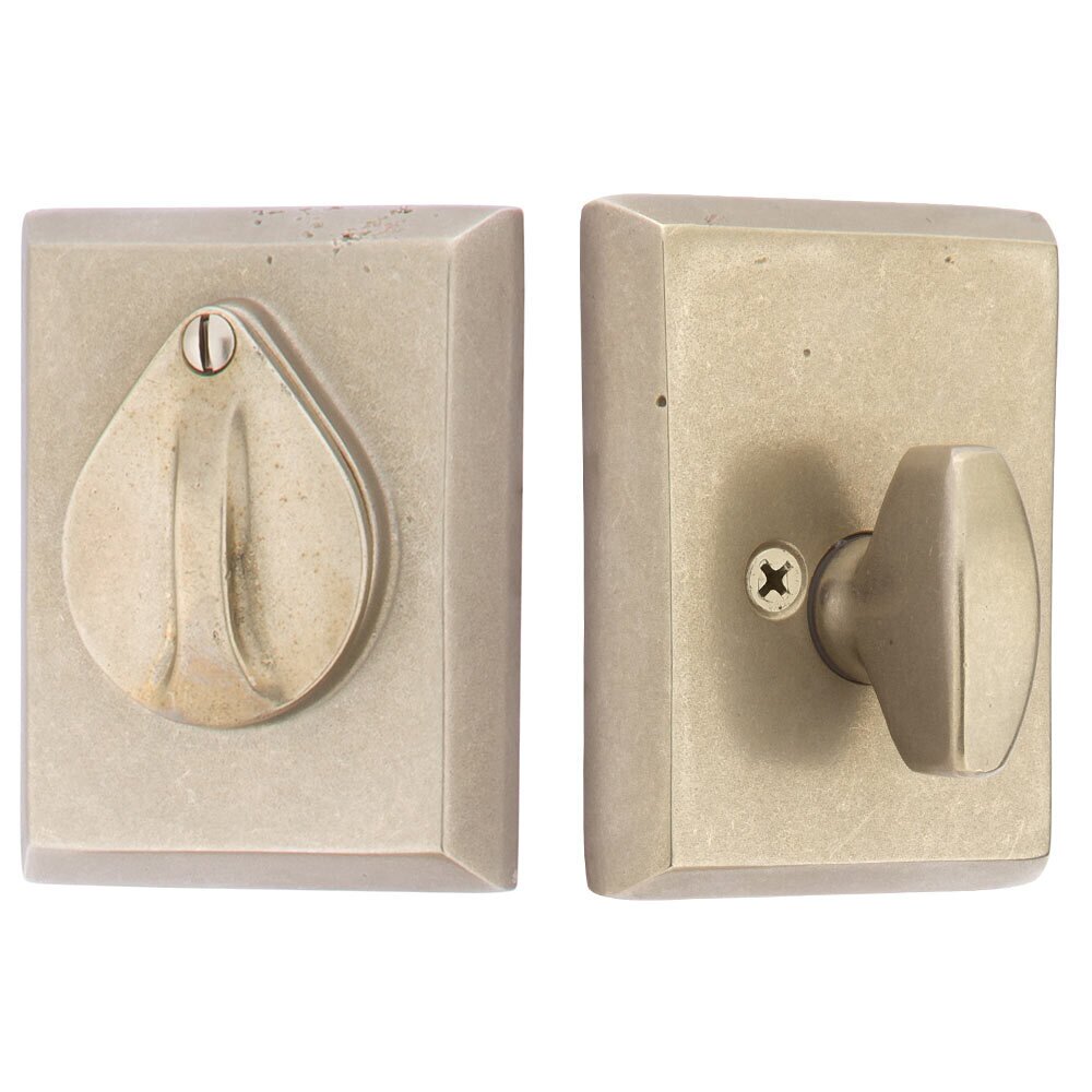 #3 Flap and Plate Single Cylinder Deadbolt in Tumbled White Bronze