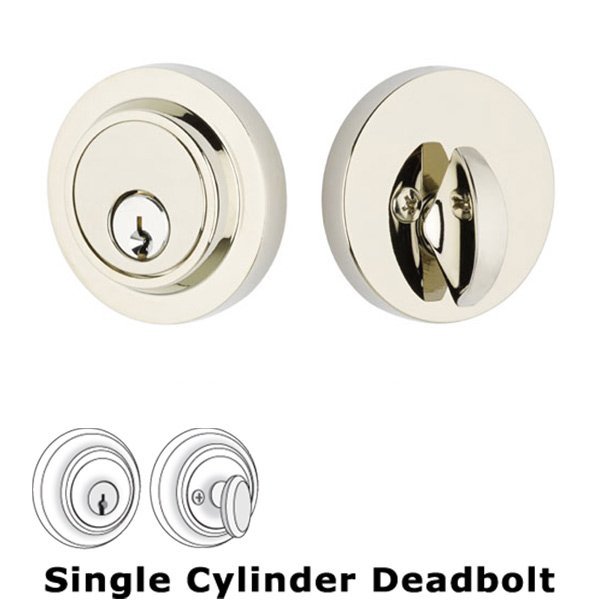 Modern Single Cylinder Deadbolt in Polished Nickel