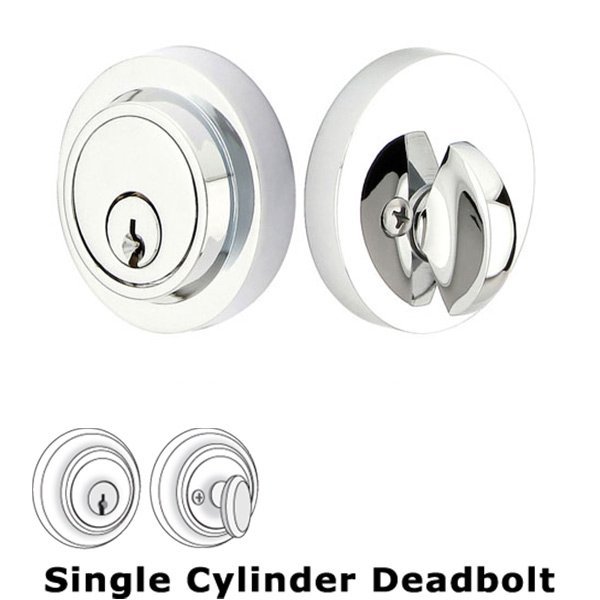 Modern Single Cylinder Deadbolt in Polished Chrome
