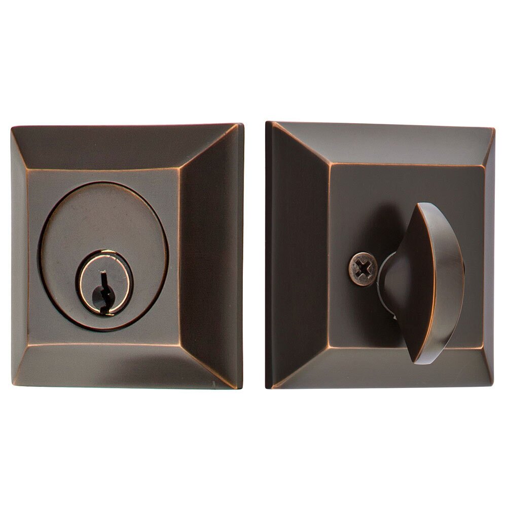 Quincy Single Cylinder Deadbolt in Oil Rubbed Bronze