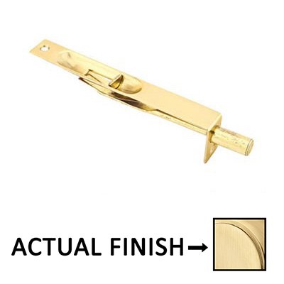 6" Flush Bolt with Square Corners in Satin Brass