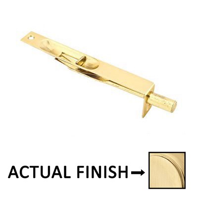 4" Flush Bolt with Square Corners in Satin Brass