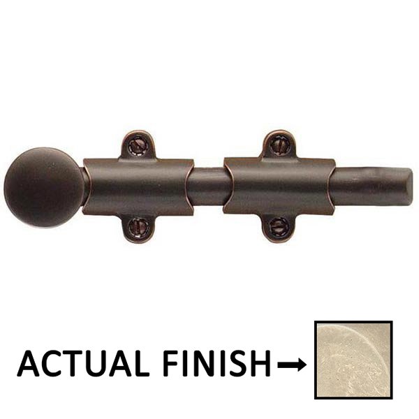 6" Surface Bolt with 3 Strikes in Tumbled White Bronze