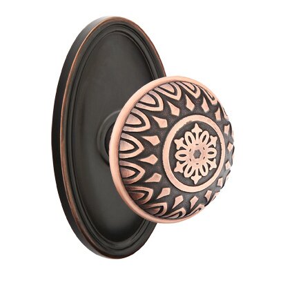Single Dummy Lancaster Knob With Oval Rose in Oil Rubbed Bronze