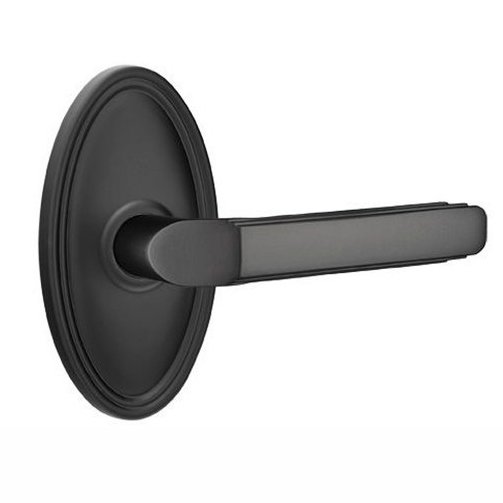 Single Dummy Right Handed Milano Door Lever With Oval Rose in Flat Black