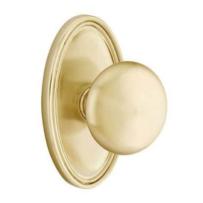 Single Dummy Providence Door Knob With Oval Rose in Satin Brass