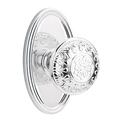 Double Dummy Lancaster Knob With Oval Rose in Polished Chrome