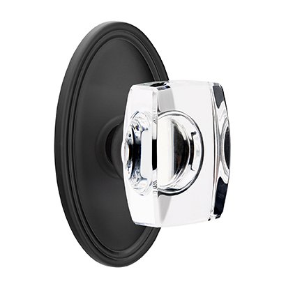 Windsor Double Dummy Door Knob with Oval Rose in Flat Black