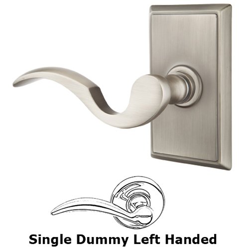 Single Dummy Left Handed Cortina Door Lever With Rectangular Rose in Pewter