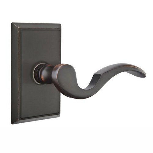 Single Dummy Right Handed Cortina Door Lever With Rectangular Rose in Oil Rubbed Bronze