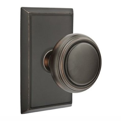 Single Dummy Norwich Door Knob With Rectangular Rose in Oil Rubbed Bronze