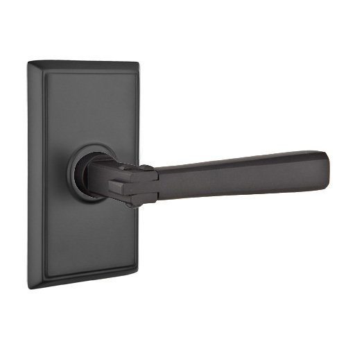 Right Handed Single Dummy  Arts & Crafts Door Lever with Rectangular Rose in Flat Black