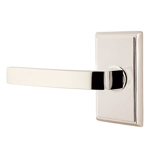 Double Dummy Breslin Left Handed Lever with Rectangular Rose in Polished Nickel