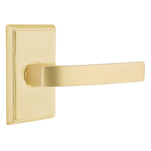 Double Dummy Breslin Right Handed Lever with Rectangular Rose in Satin Brass
