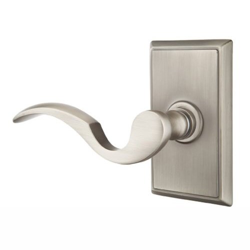 Double Dummy Left Handed Cortina Door Lever With Rectangular Rose in Pewter