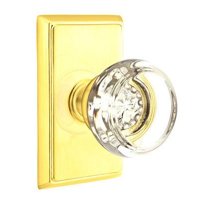 Georgetown Double Dummy Door Knob with Rectangular Rose in Polished Brass