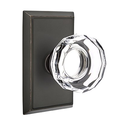 Lowell Double Dummy Door Knob with Rectangular Rose in Oil Rubbed Bronze