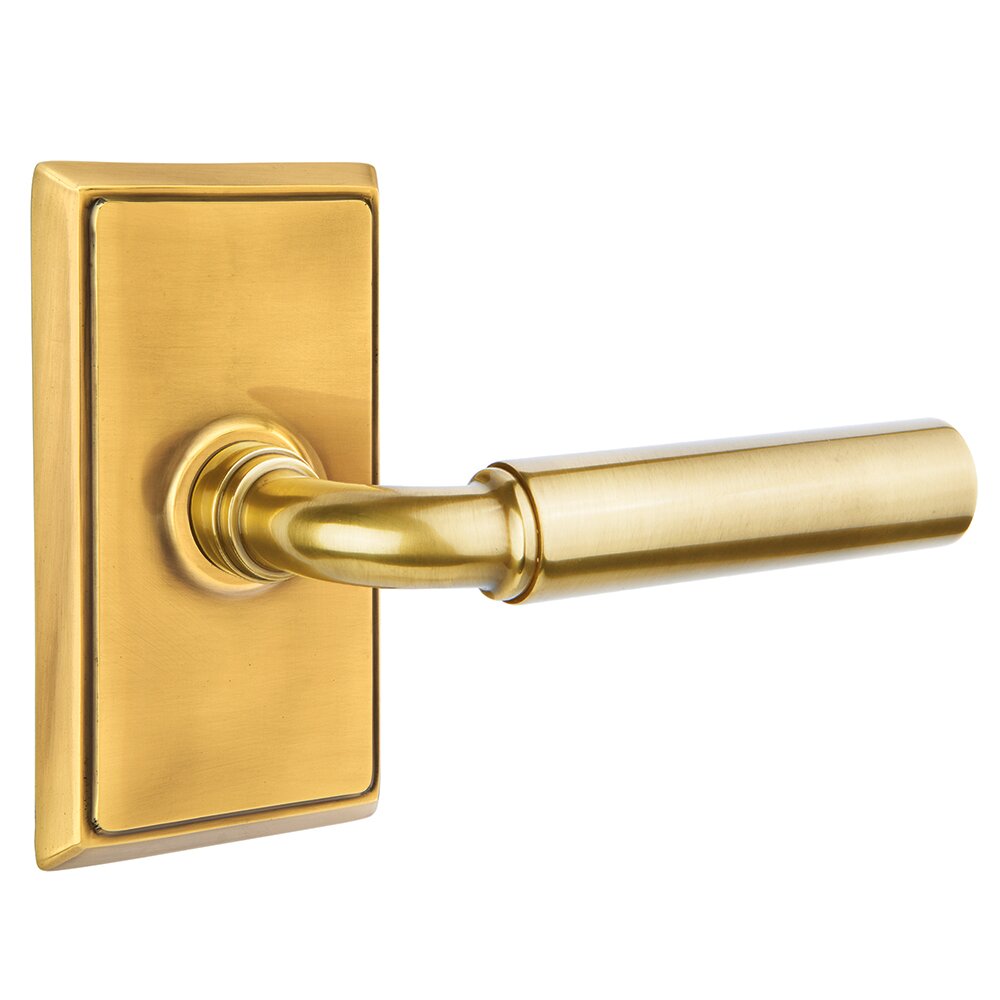 Single Dummy Right Handed Manning Door Lever With Rectangular Rose in French Antique Brass