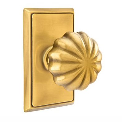 Double Dummy Melon Door Knob With Rectangular Rose in French Antique Brass