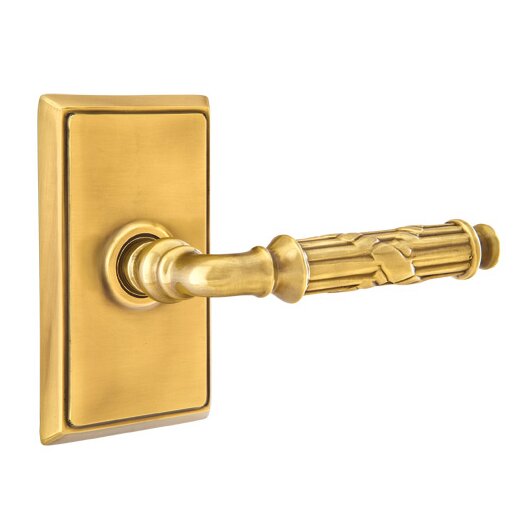 Double Dummy Ribbon & Reed Right Handed Lever With Rectangular Rose in French Antique Brass