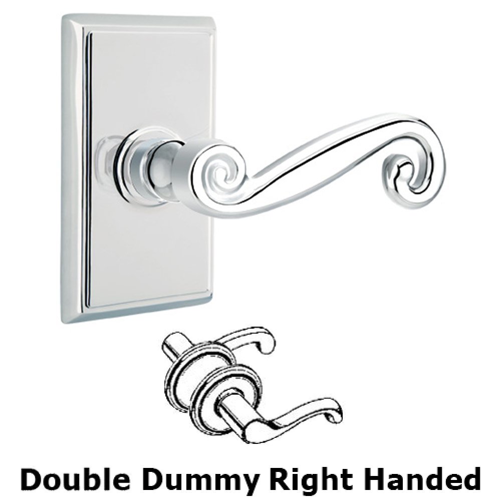 Double Dummy Right Handed Rustic Door Lever With Rectangular Rose in Polished Chrome