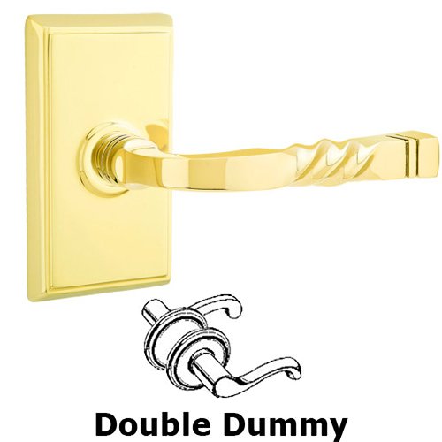 Double Dummy Sante Fe Left Handed Lever With Rectangular Rose in Polished Brass