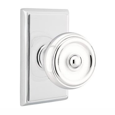 Double Dummy Waverly Door Knob With Rectangular Rose in Polished Chrome