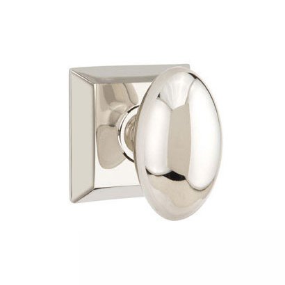 Single Dummy Egg Door Knob With Quincy Rose in Polished Nickel