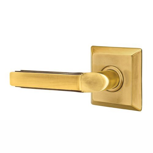 Single Dummy Left Handed Milano Door Lever With Quincy Rose in French Antique Brass
