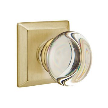 Single Dummy Providence Door Knob with Quincy Rose in Satin Brass