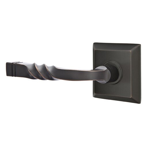 Single Dummy Left Handed Sante Fe Lever With Quincy Rose in Oil Rubbed Bronze