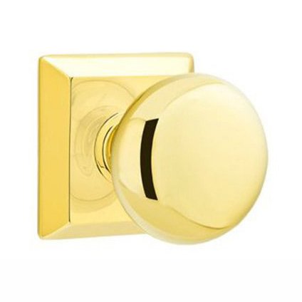 Double Dummy Providence Door Knob With Quincy Rose in Polished Brass
