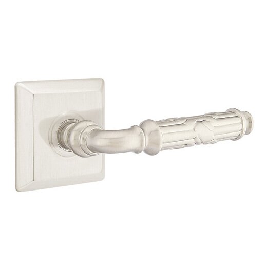 Double Dummy Ribbon & Reed Right Handed Lever With Quincy Rose in Satin Nickel