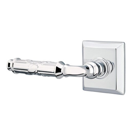 Double Dummy Ribbon & Reed Left Handed Lever With Quincy Rose in Polished Chrome
