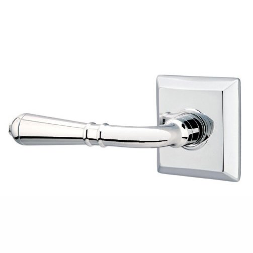 Double Dummy Left Handed Turino Door Lever With Quincy Rose in Polished Chrome
